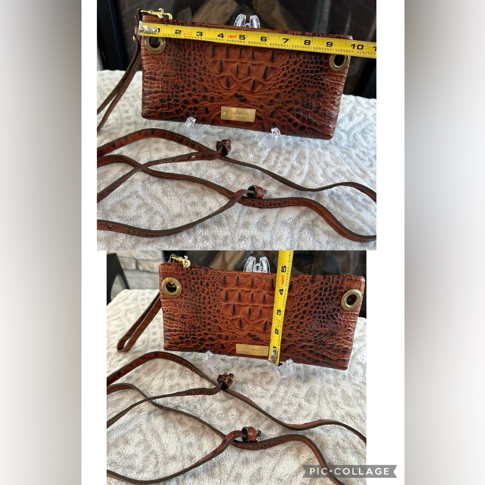 ✨Brahmin Wristlet Clutch in Melbourne Croc Embossed Leather Detachable strap - Picture 3 of 14